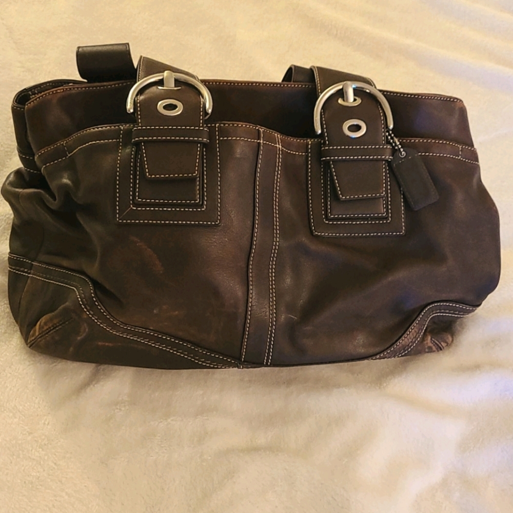 Women's brown Coach shoulder purse